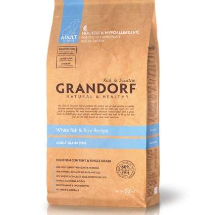 Grandorf Adult Medium&Maxi сухой корм для взрослых собак средних и крупных пород с белой рыбой 3 кг. 